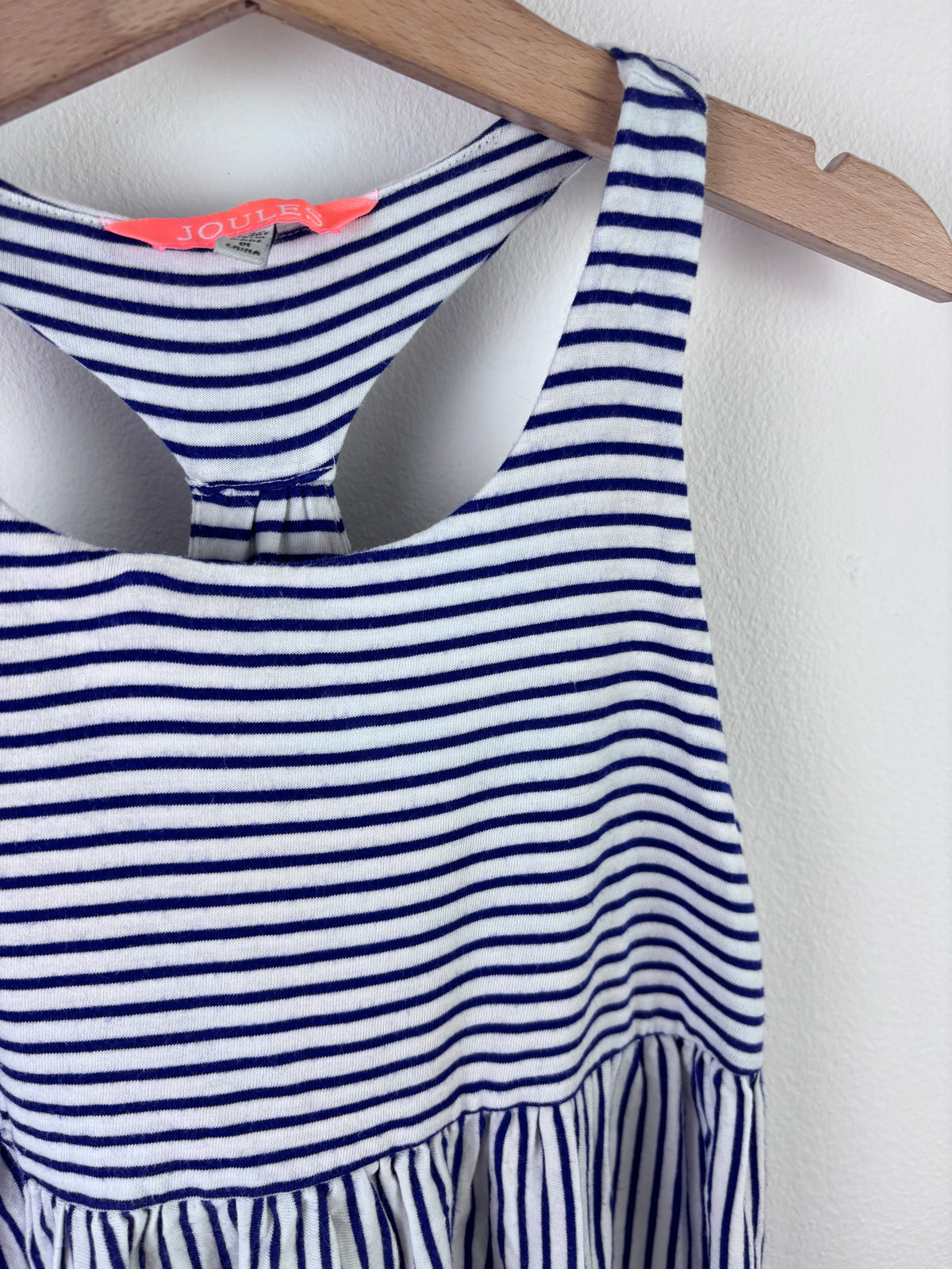 Joules Blue Stripe Sleeveless Frill Dress 5-6 Years-Dresses-Second Snuggle Preloved