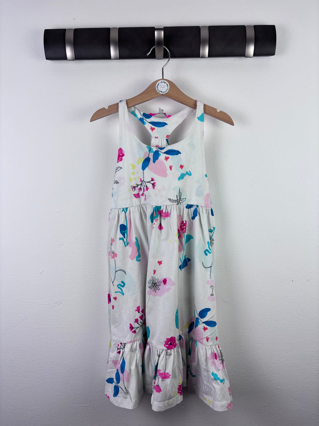 Joules White Pastel Floral Sleeveless Dress 5-6 Years-Dresses-Second Snuggle Preloved