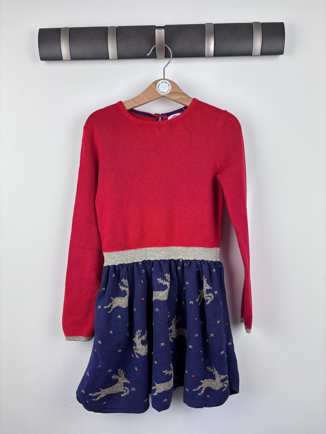 Mini Boden Red Knit Reindeer Dress 7-8 Years-Dresses-Second Snuggle Preloved