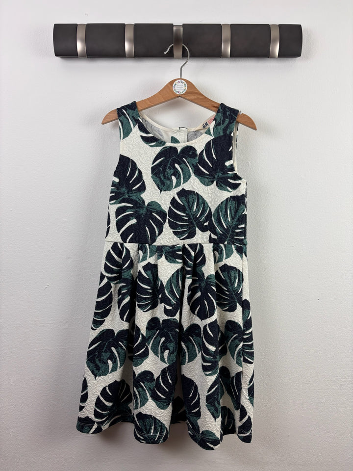 H&M Cream Tropical Leaf Dress 7-8 Years