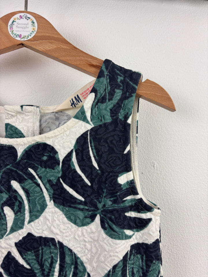 H&M Cream Tropical Leaf Dress 7-8 Years