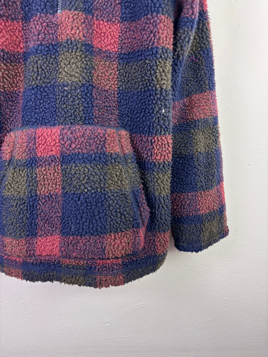 Joules Navy Check Borg Fleece Hoodie 9-10 Years-Jackets-Second Snuggle Preloved
