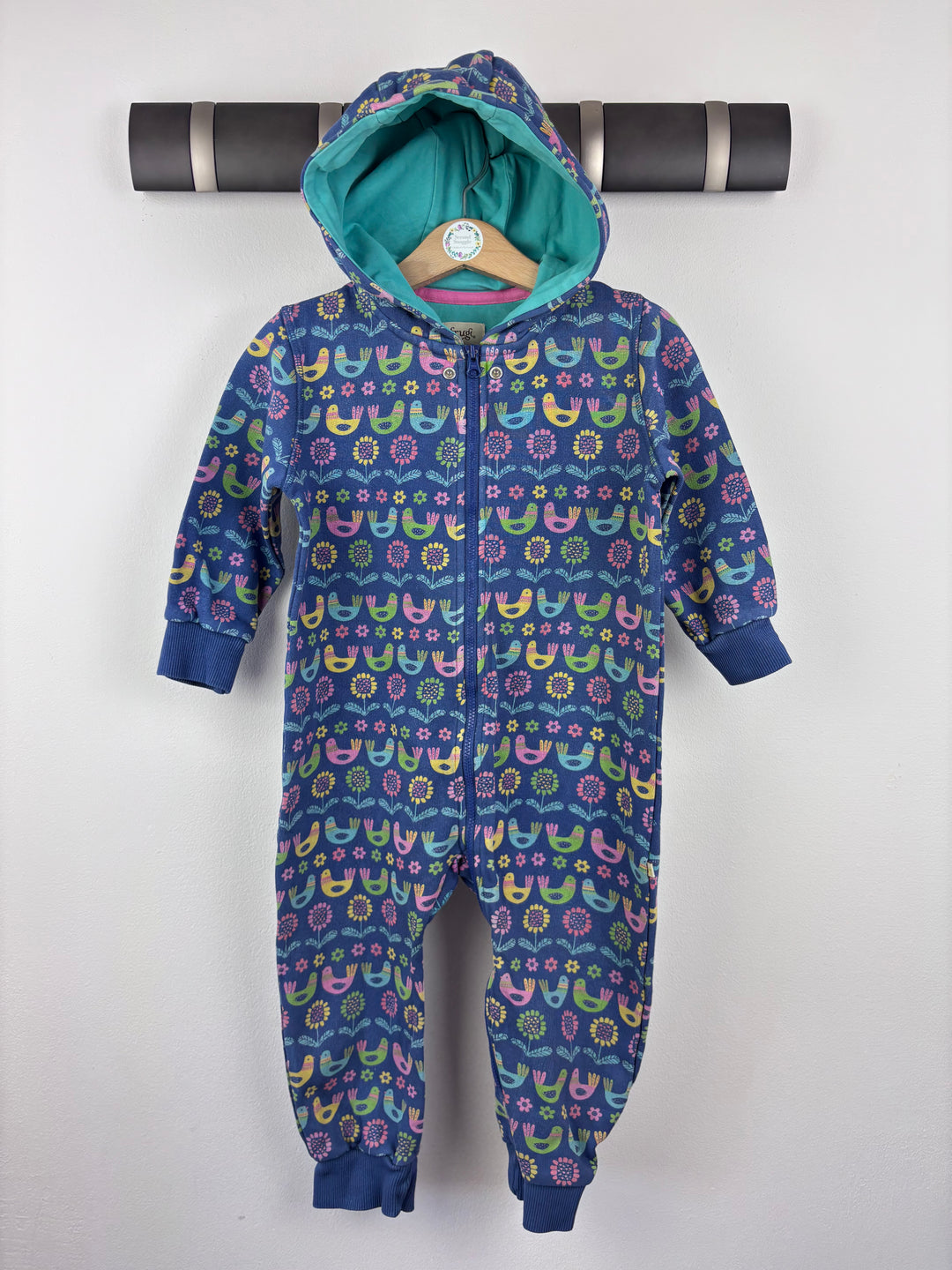 Frugi Bird Print Onesie 18-24 Months-All In One-Second Snuggle Preloved