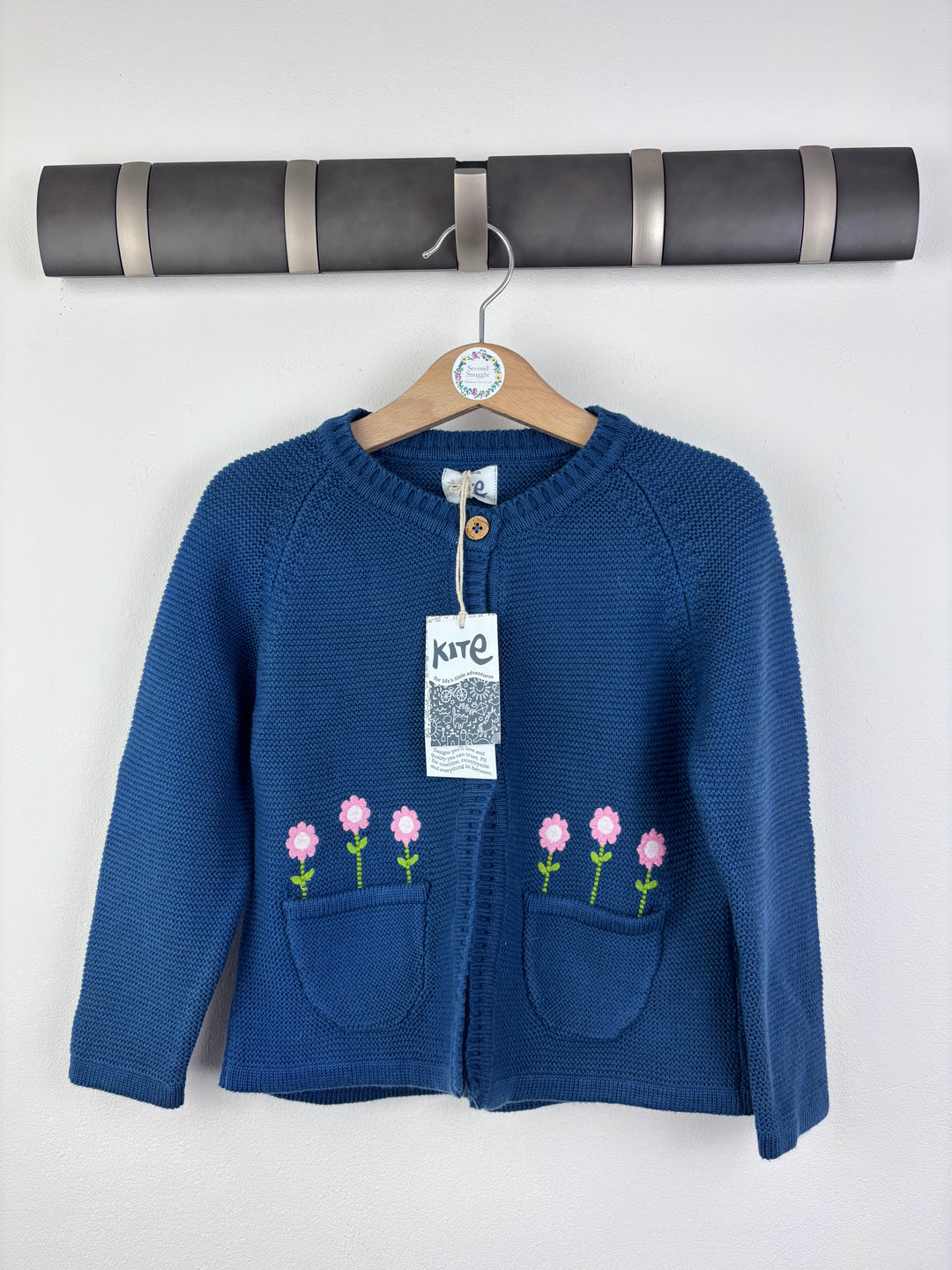Kite Blue Knitted Flower Pocket Cardigan 2 Years-Cardigans-Second Snuggle Preloved