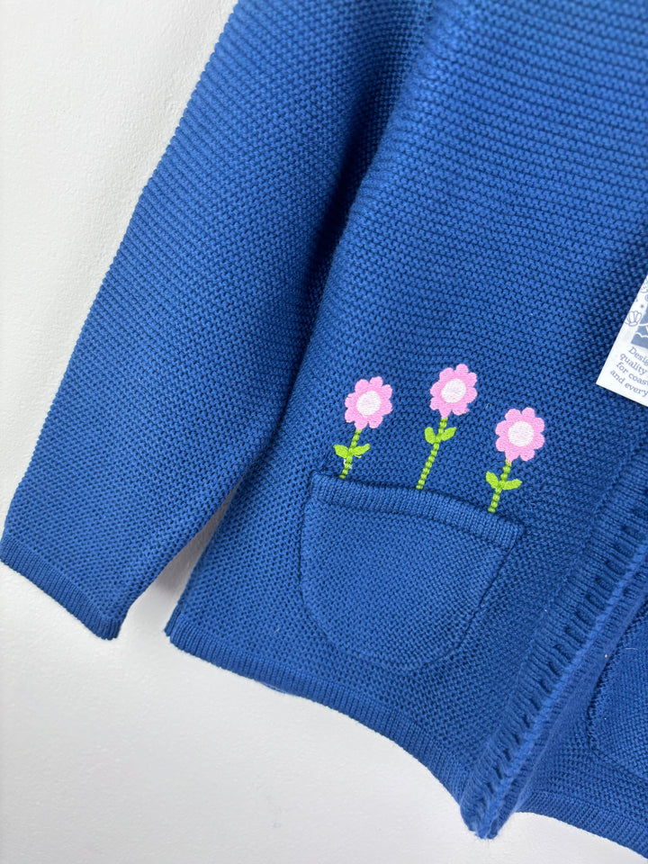Kite Blue Knitted Flower Pocket Cardigan 2 Years-Cardigans-Second Snuggle Preloved