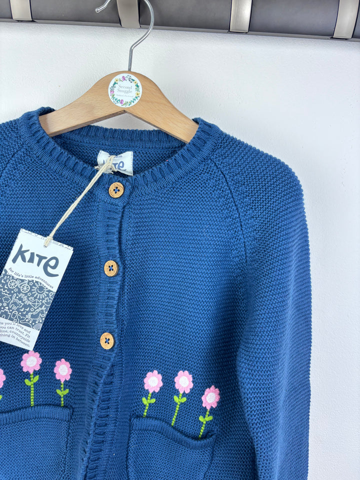 Kite Blue Knitted Flower Pocket Cardigan 2 Years-Cardigans-Second Snuggle Preloved