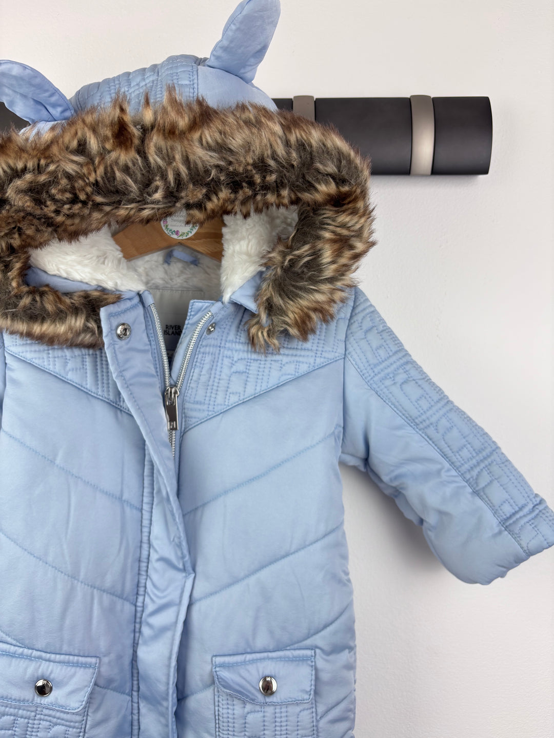 River Island Blue Padded Snowsuit 9-12 Months
