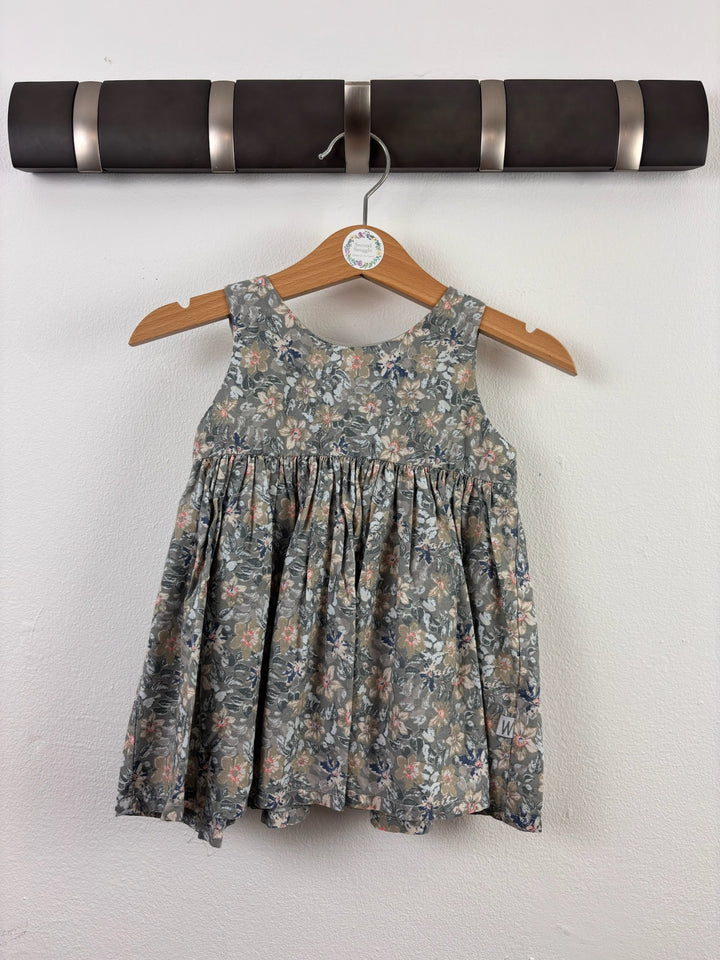 Wheat Grey Floral Sleeveless Dress 9 Months-Dresses-Second Snuggle Preloved