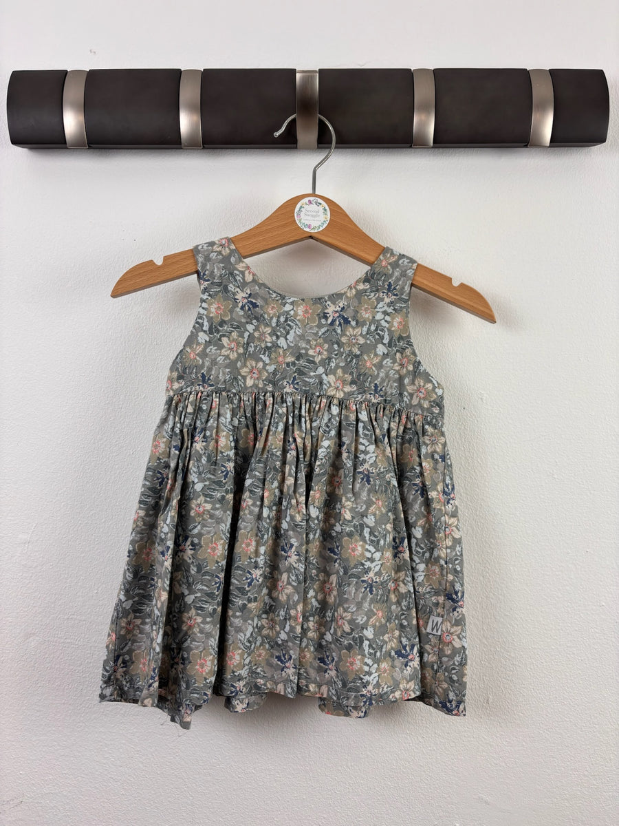 Wheat Grey Floral Sleeveless Dress 9 Months-Dresses-Second Snuggle Preloved