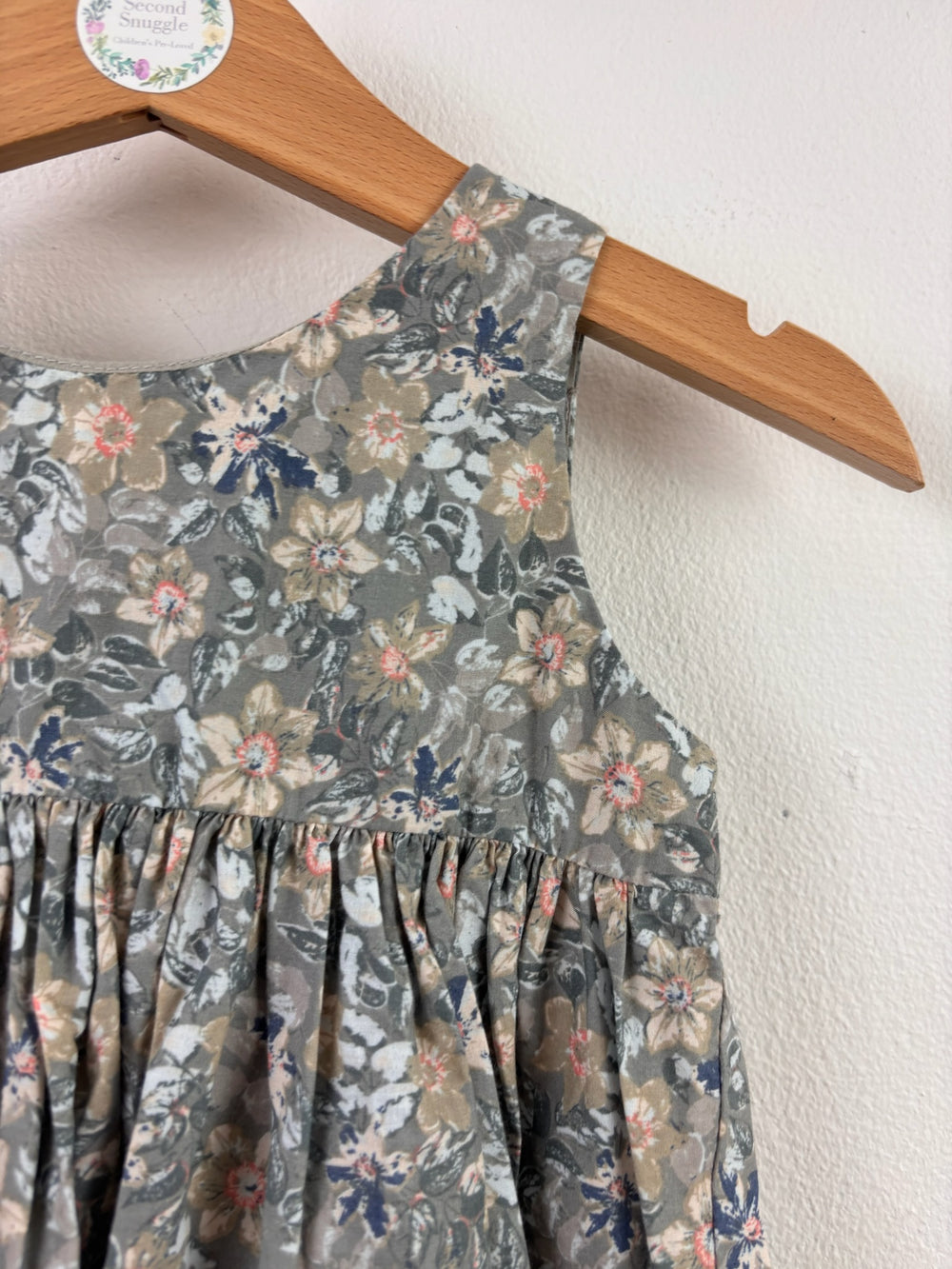 Wheat Grey Floral Sleeveless Dress 9 Months-Dresses-Second Snuggle Preloved
