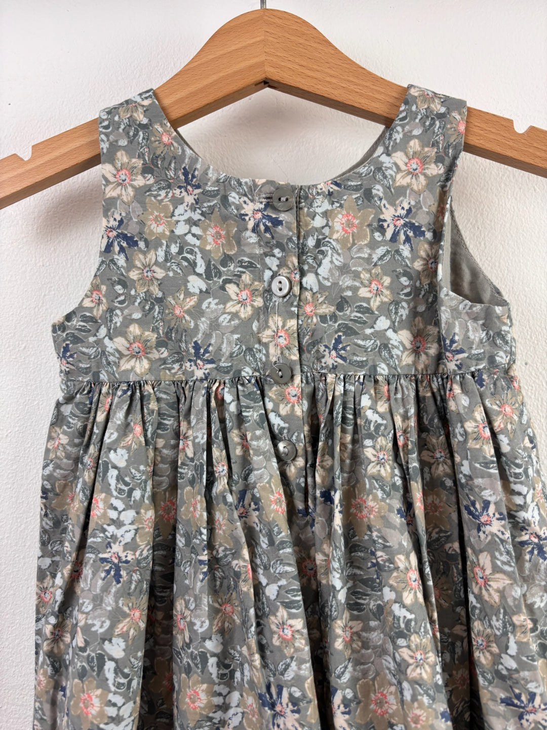 Wheat Grey Floral Sleeveless Dress 9 Months-Dresses-Second Snuggle Preloved