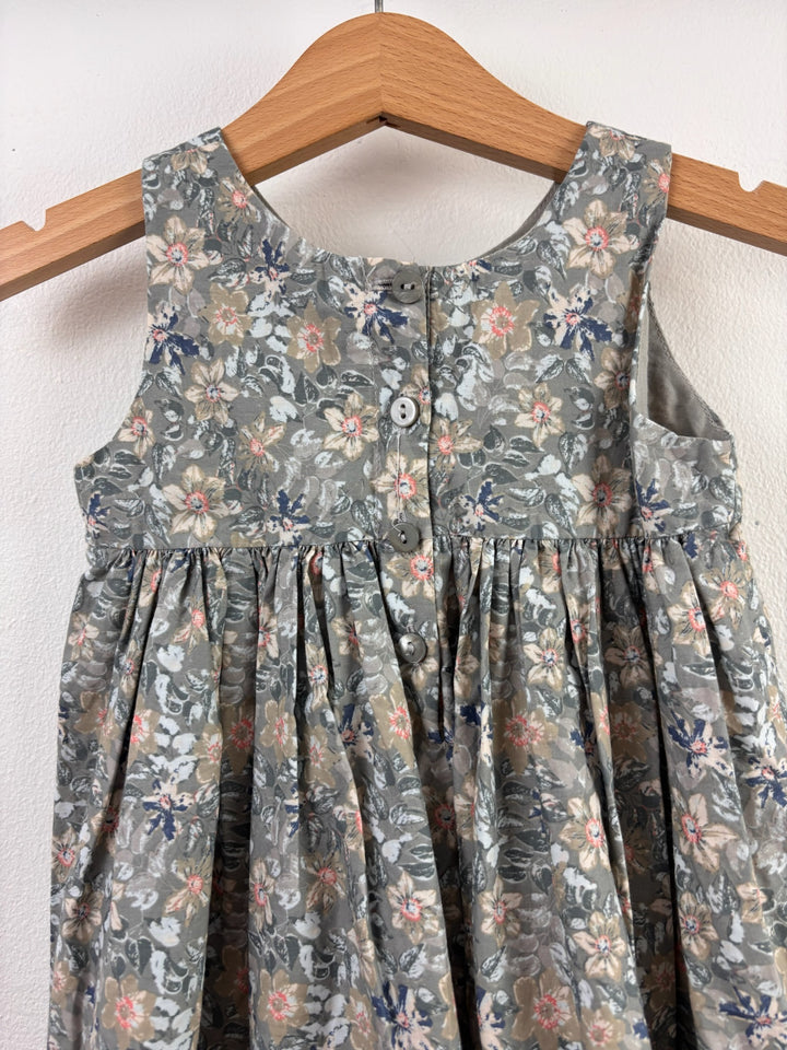 Wheat Grey Floral Sleeveless Dress 9 Months-Dresses-Second Snuggle Preloved