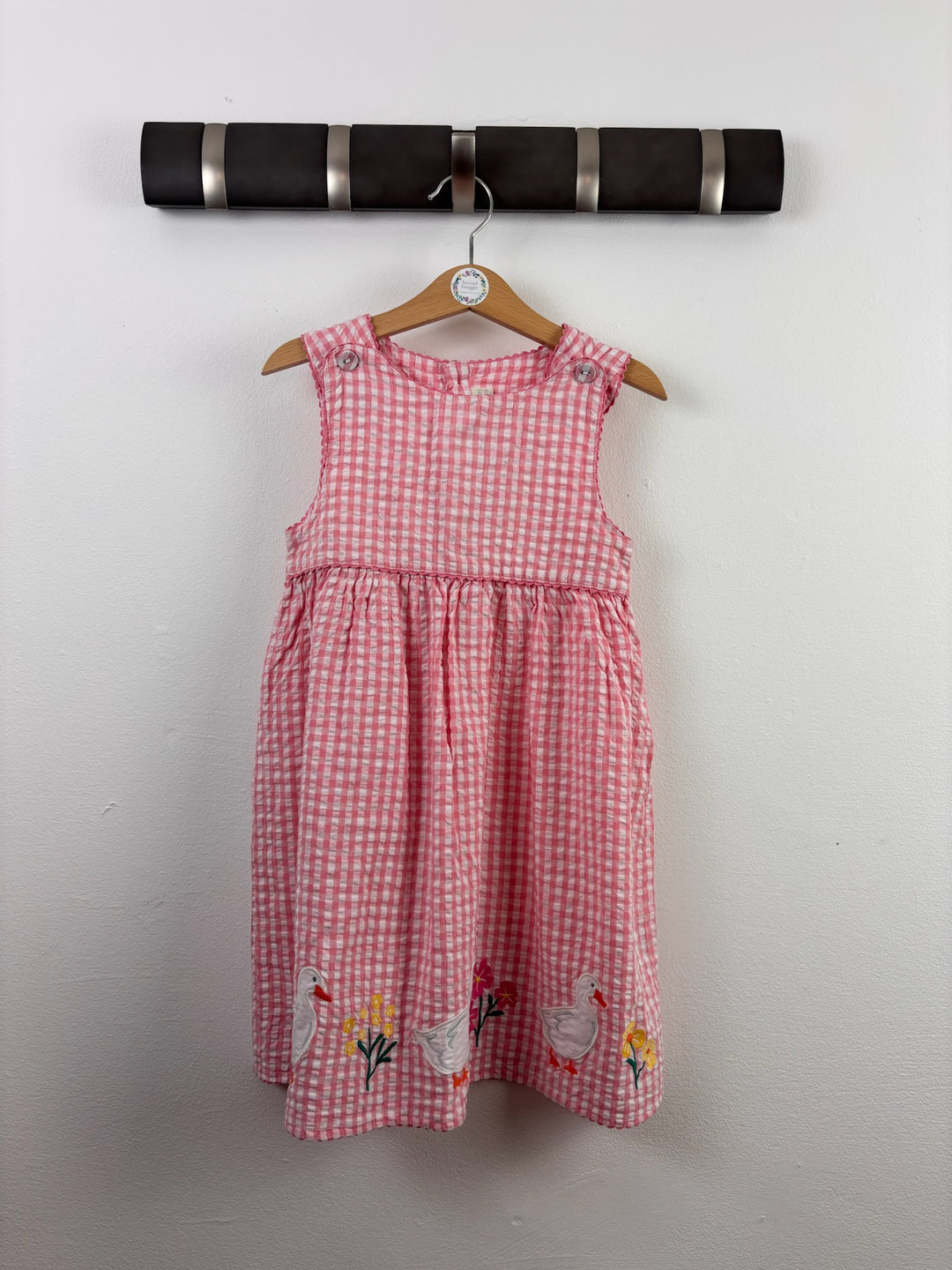JoJo Maman Bébé Pink Gingham Goose Dress 5-6 Years