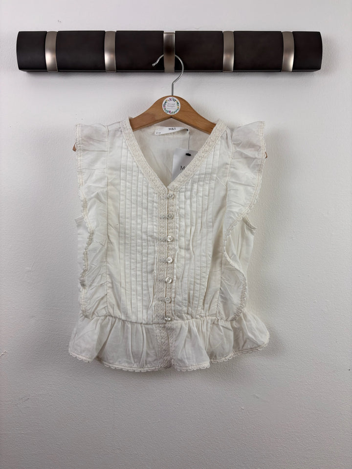 M&S Ivory Lace Ruffle Blouse 6-7 Years