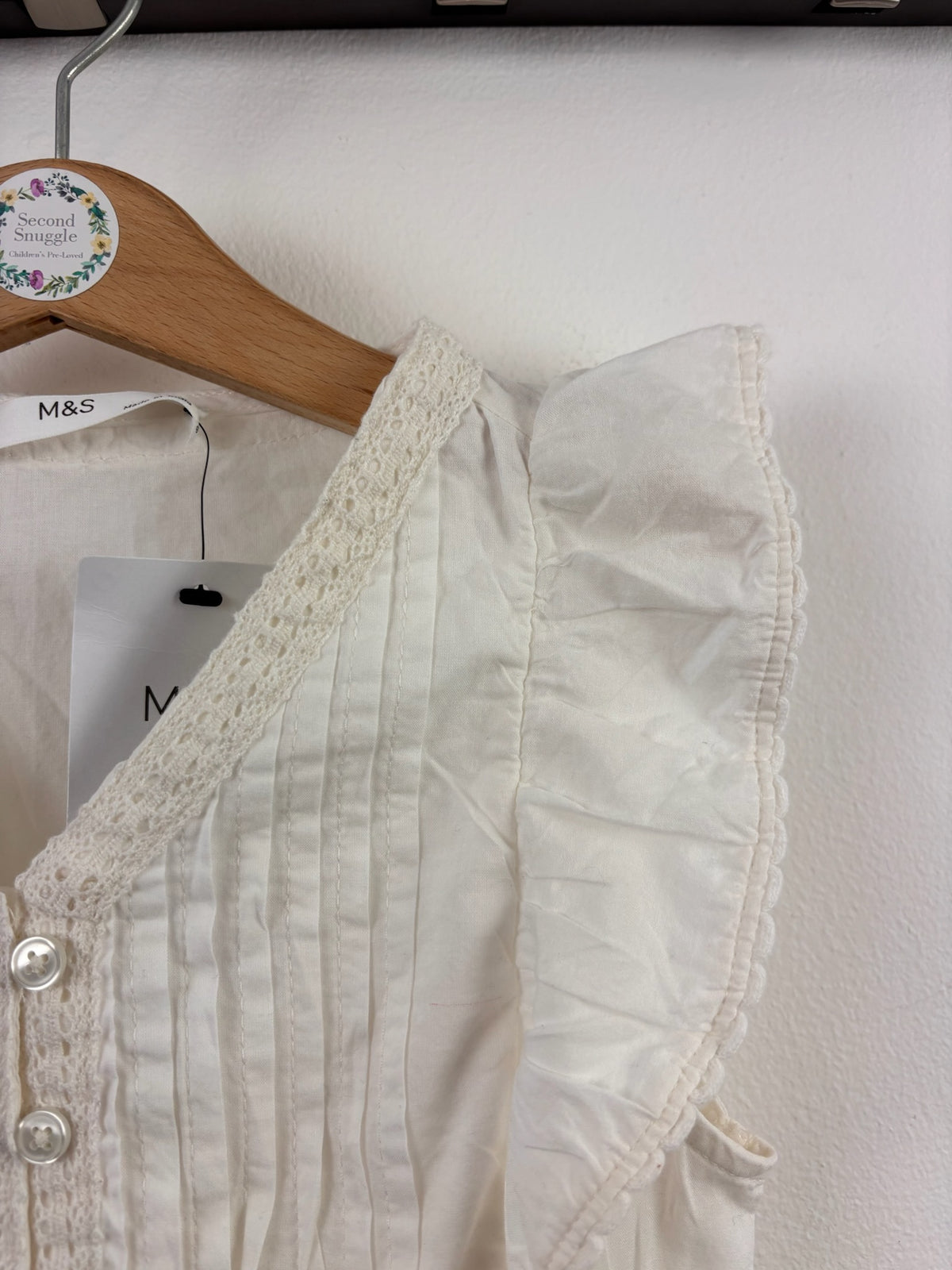 M&S Ivory Lace Ruffle Blouse 6-7 Years-Tops-Second Snuggle Preloved