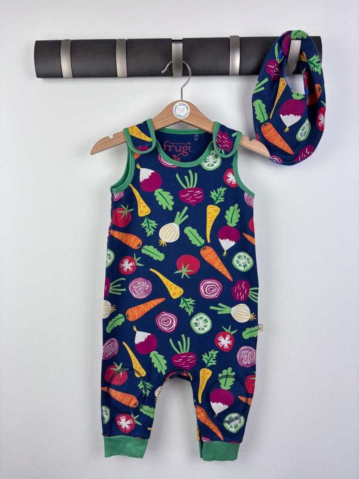 Frugi Veggie Dungarees And Bib 6-12 Months-Dungarees-Second Snuggle Preloved