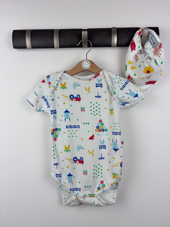 Piccalilly Farm Bodysuit And Bib 6-12 Months-Vests-Second Snuggle Preloved