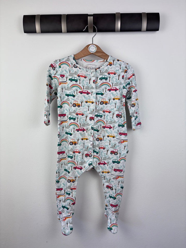 Frugi Rainbow Cars Sleepsuit 9-12 Months-Sleepsuits-Second Snuggle Preloved