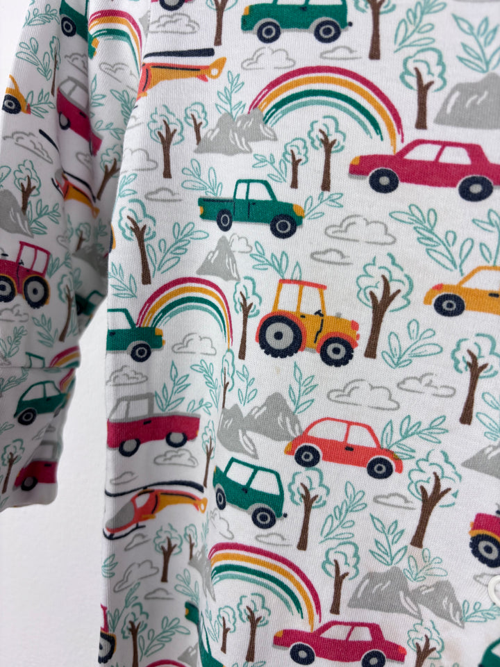 Frugi Rainbow Cars Sleepsuit 9-12 Months-Sleepsuits-Second Snuggle Preloved