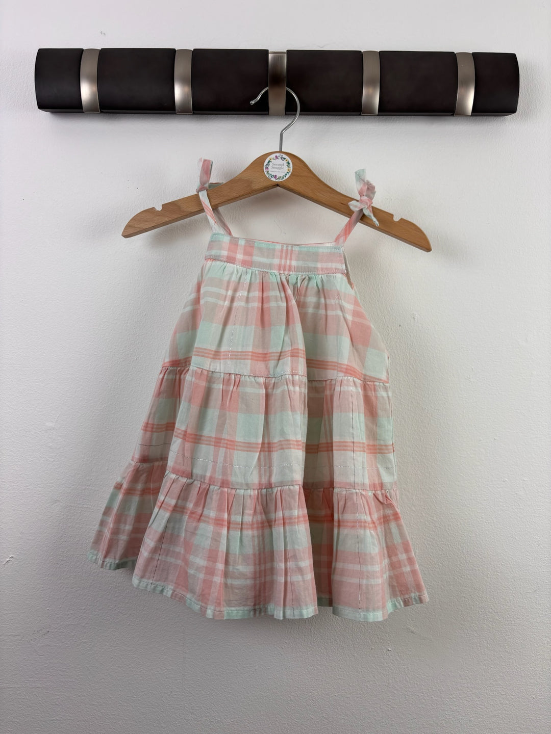 Gap Pink Check Tiered Summer Dress 6-12 Months