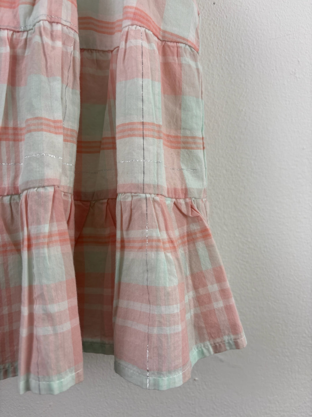 Gap Pink Check Tiered Summer Dress 6-12 Months