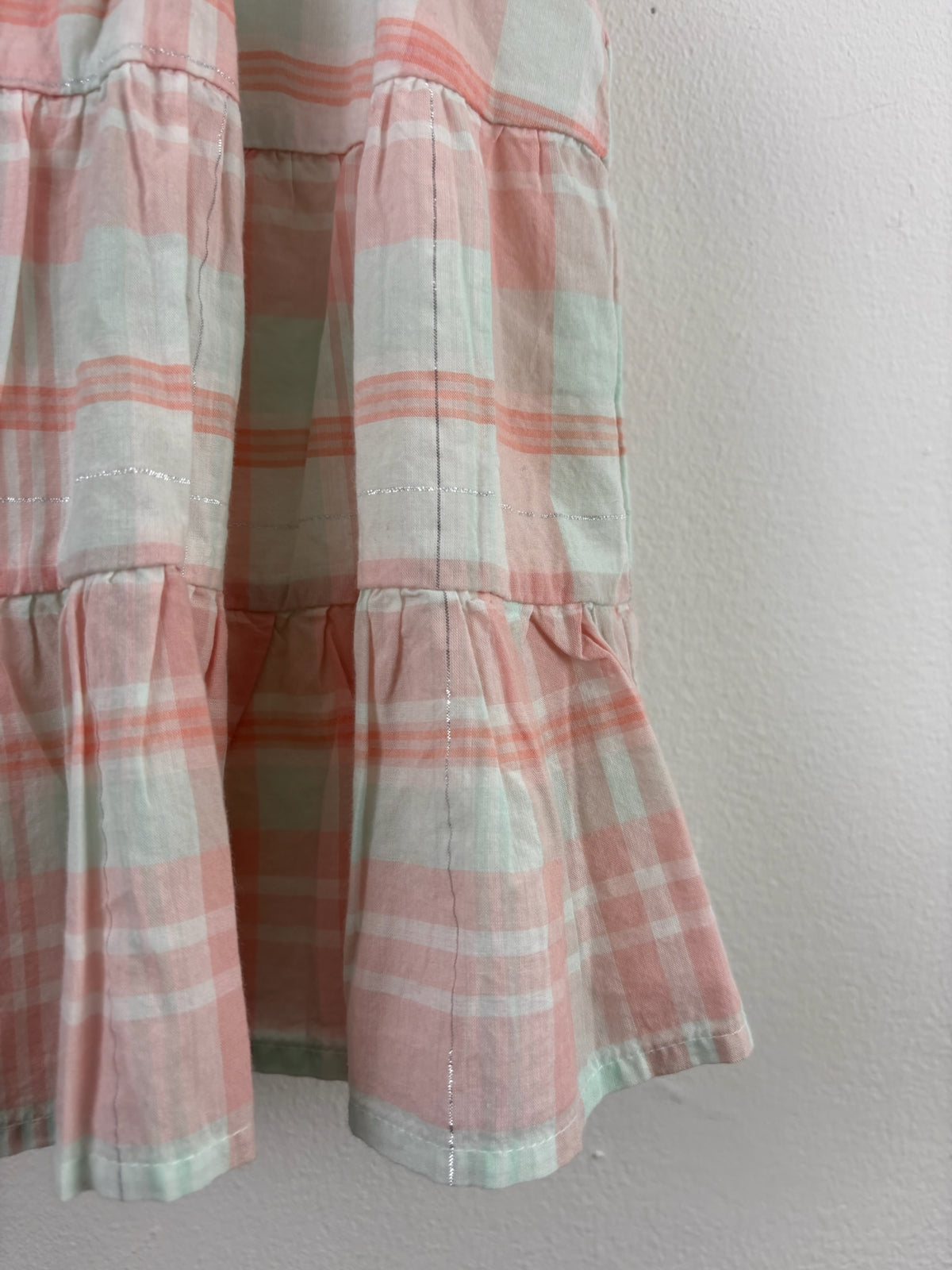Gap Pink Check Tiered Summer Dress 6-12 Months-Dresses-Second Snuggle Preloved