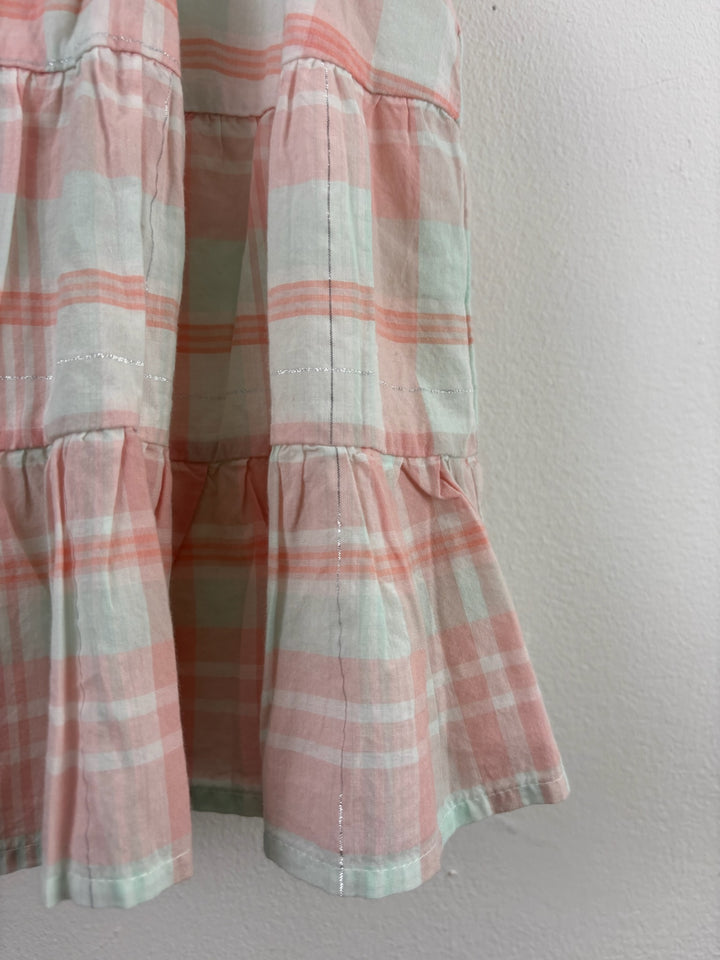 Gap Pink Check Tiered Summer Dress 6-12 Months