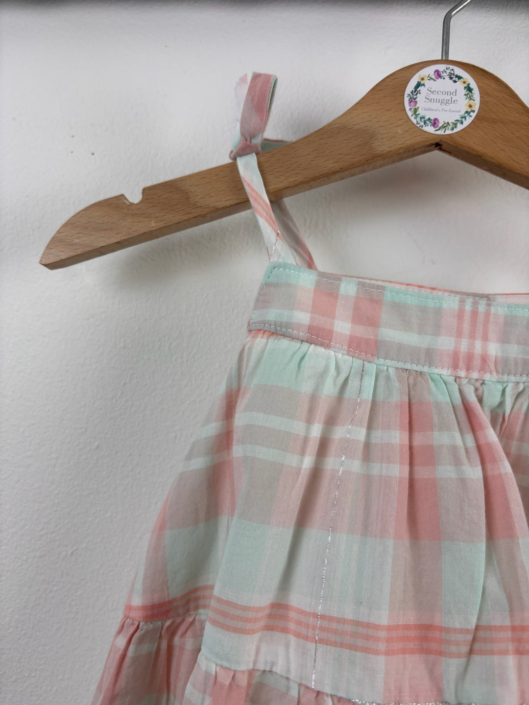Gap Pink Check Tiered Summer Dress 6-12 Months