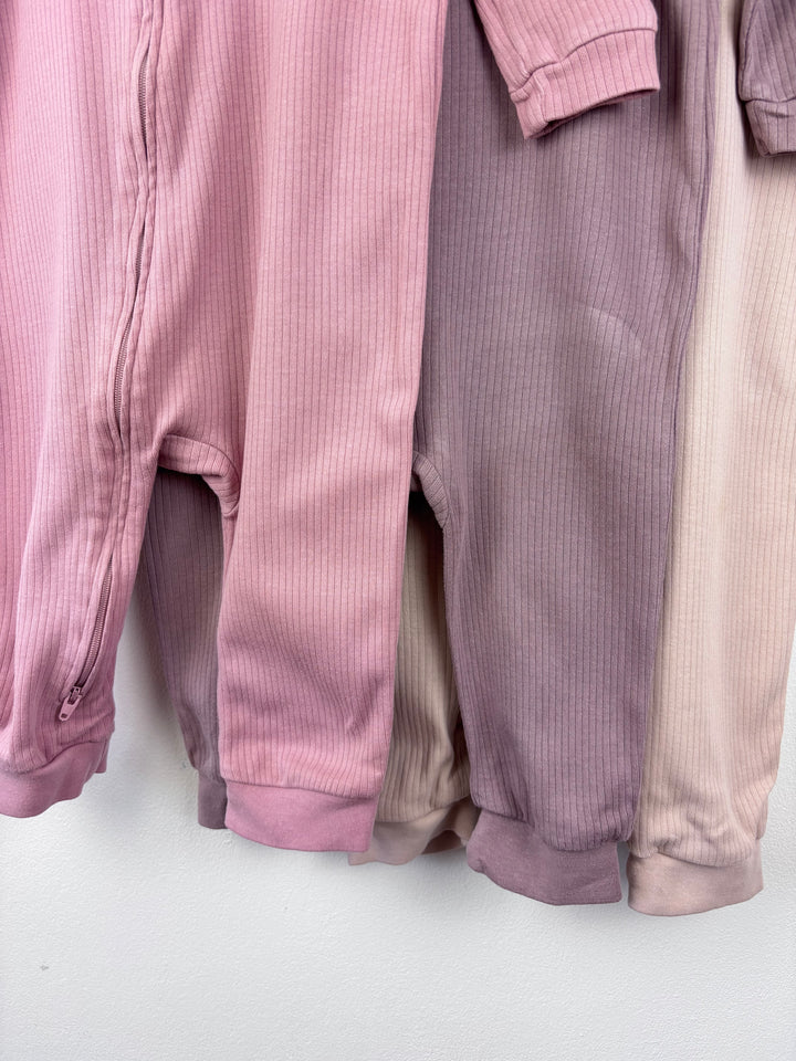 Next Three Pink Rompers 12-18 Months-Sleepsuits-Second Snuggle Preloved