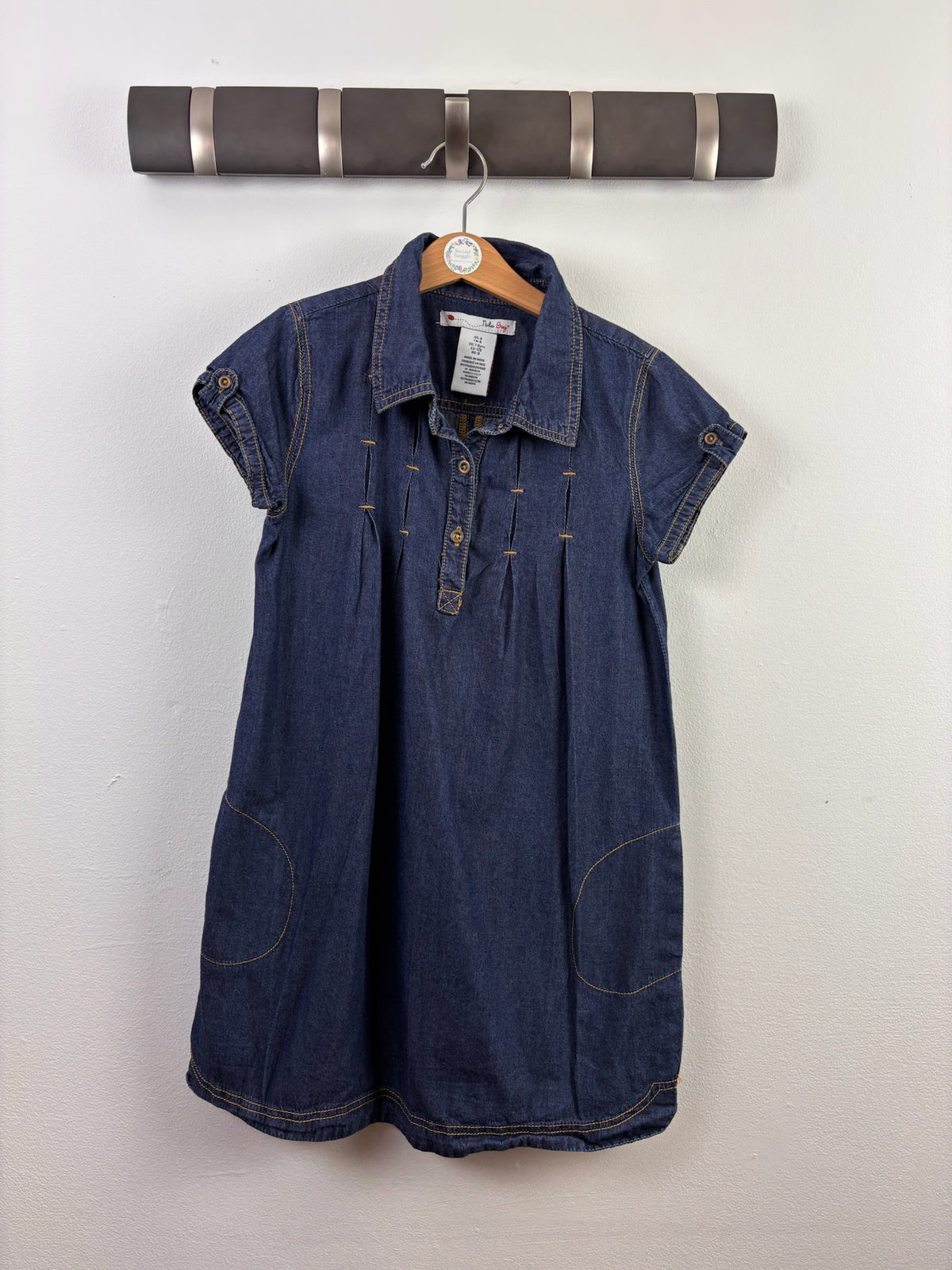 Nula Bug Blue Denim Shirt Dress 7-8 Years-Dresses-Second Snuggle Preloved