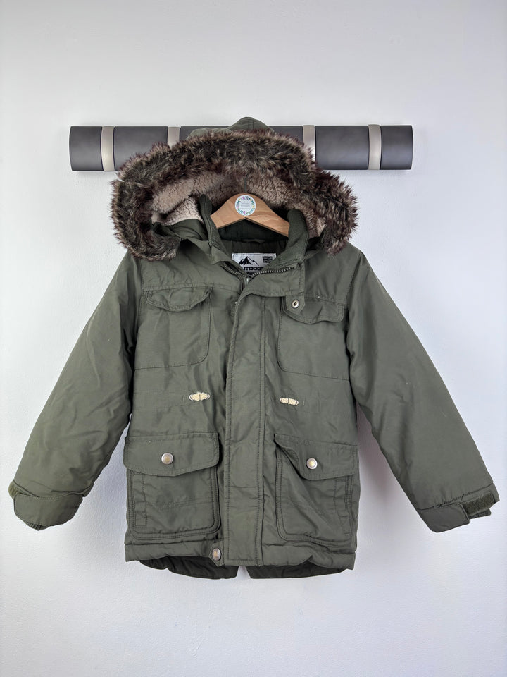 M&S Winter Coat Khaki 4-5 Years-Coats-Second Snuggle Preloved
