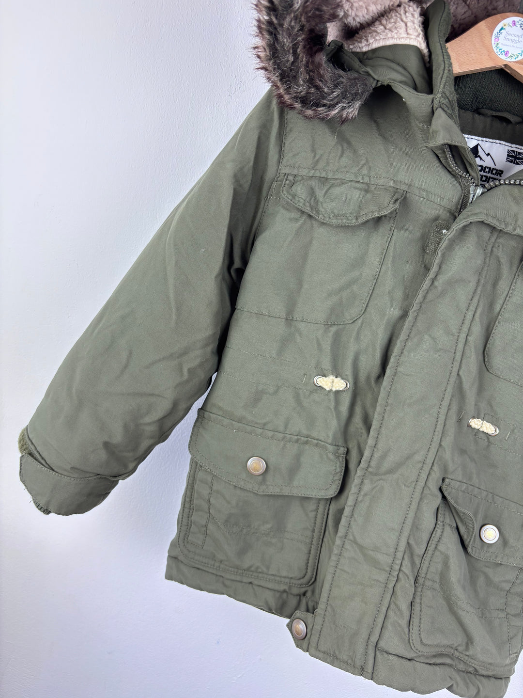 M&S Winter Coat Khaki 4-5 Years-Coats-Second Snuggle Preloved