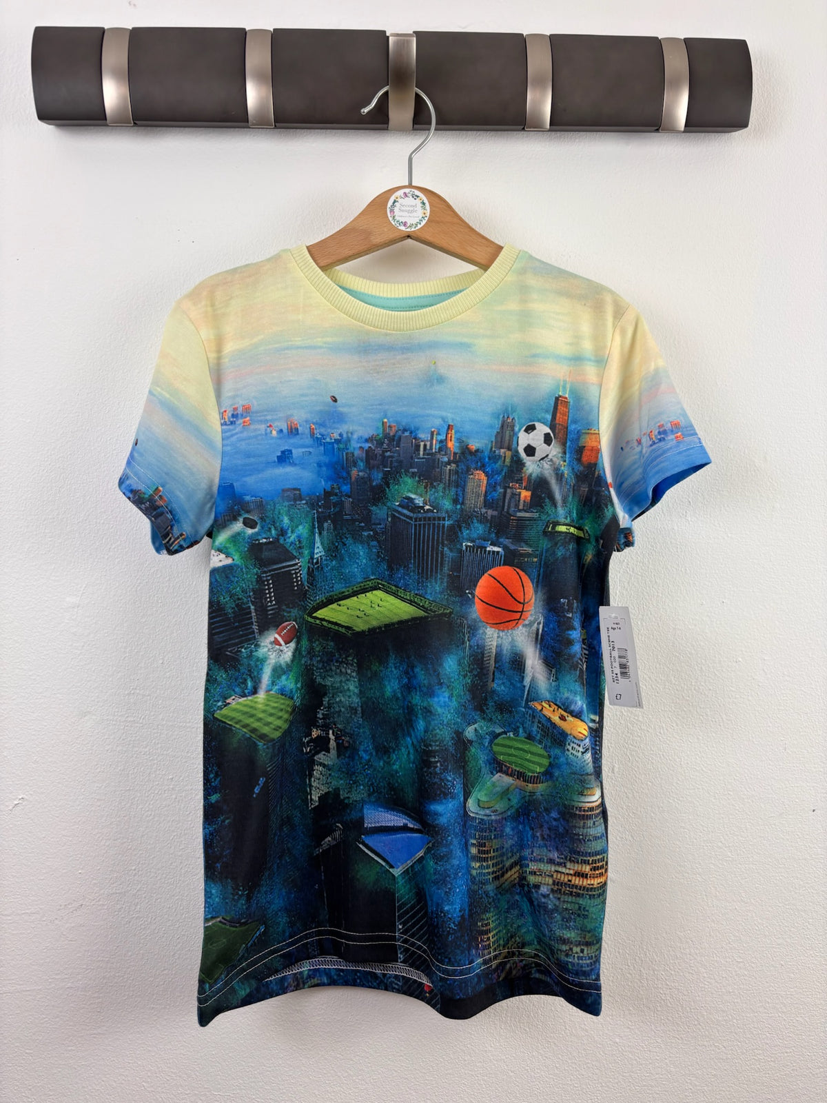 Blue Zoo Multicolour Sports City Print T-Shirt 7-8 Years-Tops-Second Snuggle Preloved