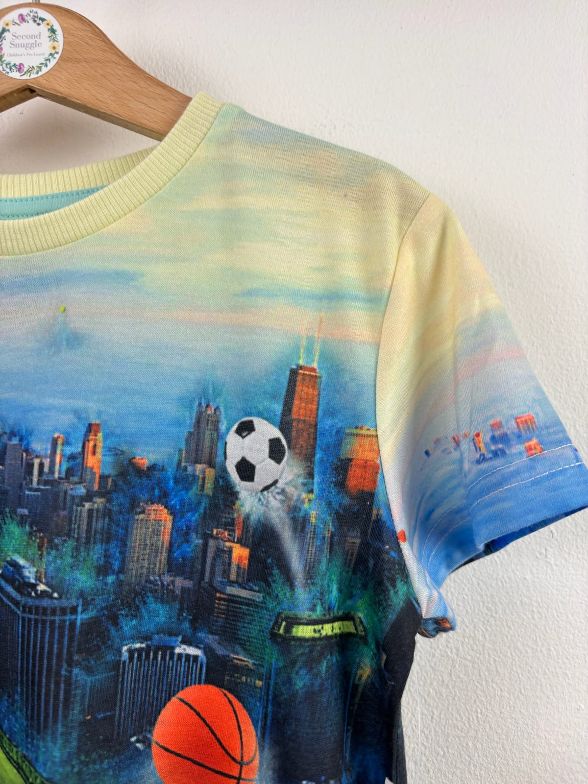 Blue Zoo Multicolour Sports City Print T-Shirt 7-8 Years-Tops-Second Snuggle Preloved