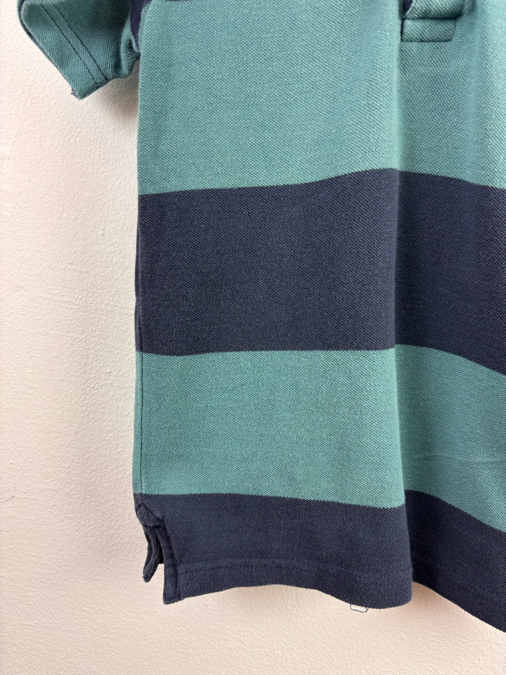 John Lewis Green Navy Striped Polo Shirt 5-6 Years