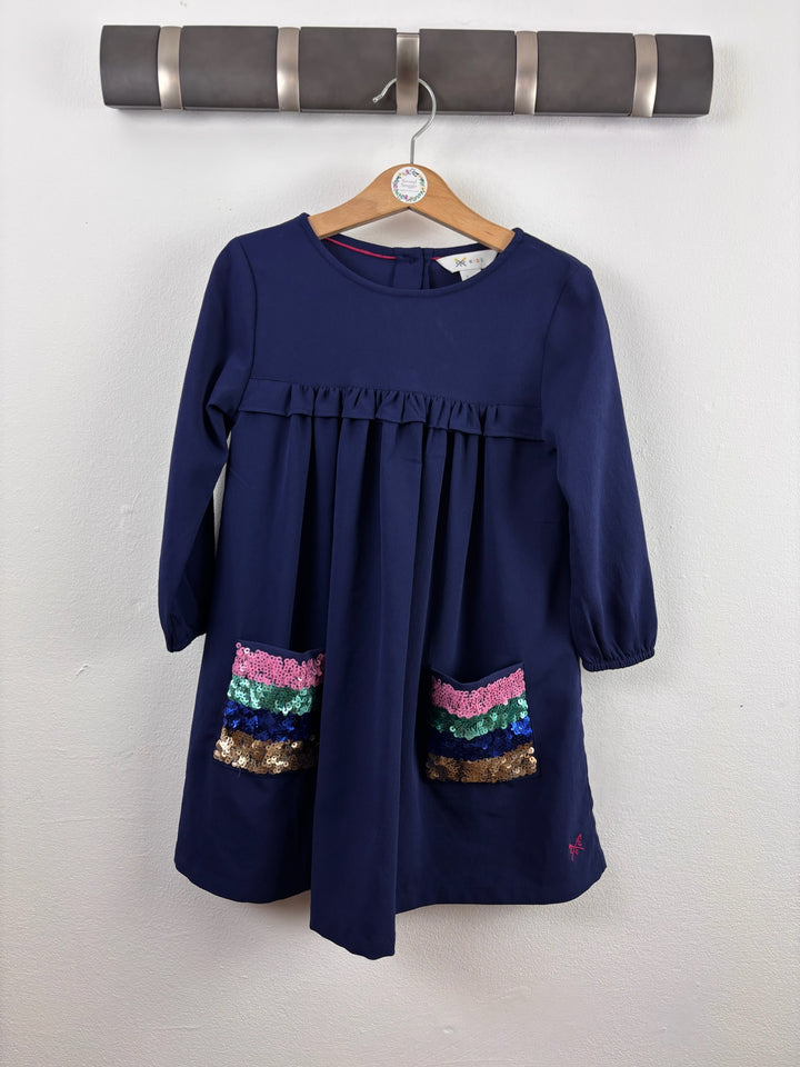 Crew Navy Sequin Pocket Dress 3-4 Years