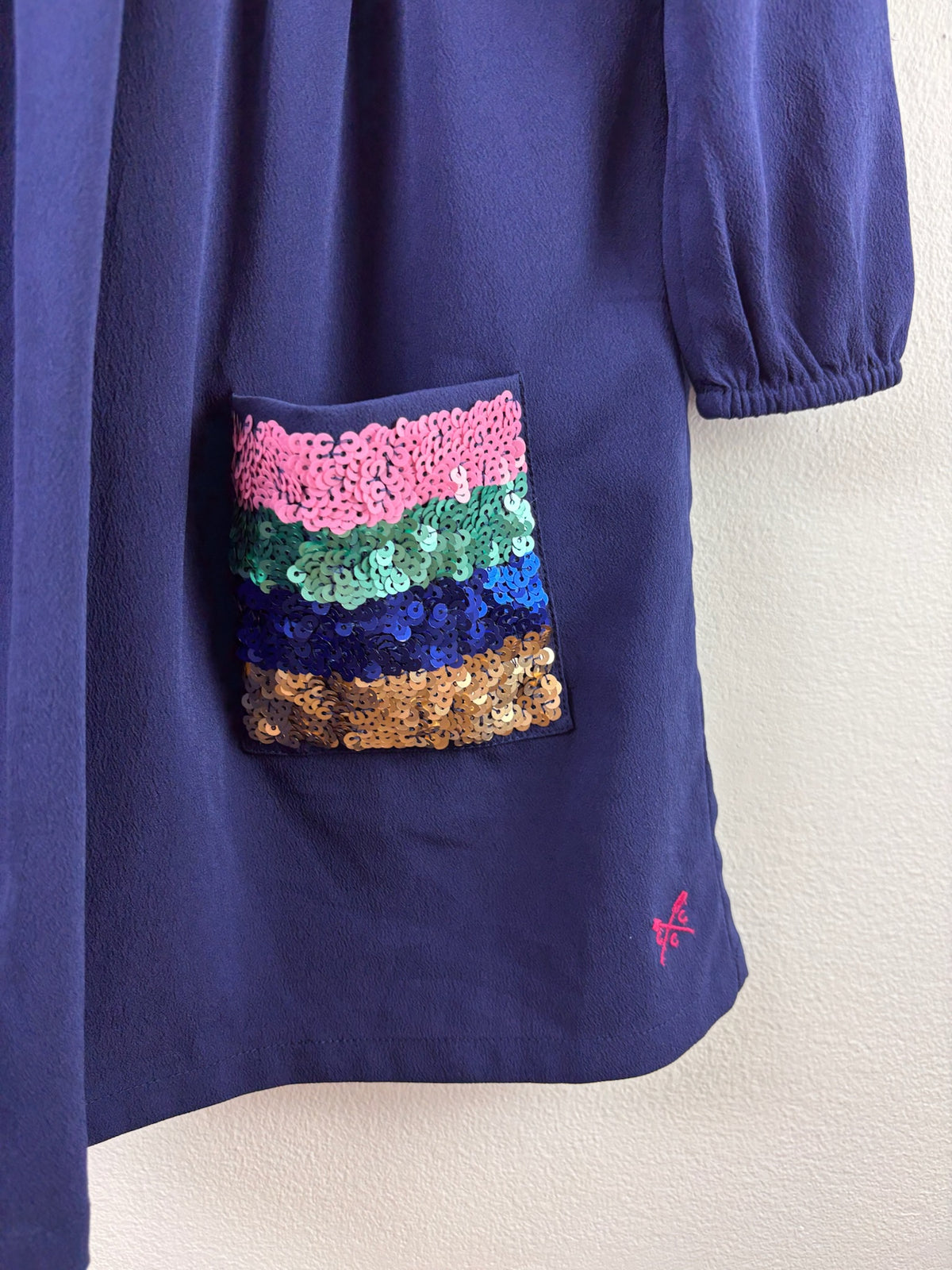 Crew Navy Sequin Pocket Dress 3-4 Years-Dresses-Second Snuggle Preloved
