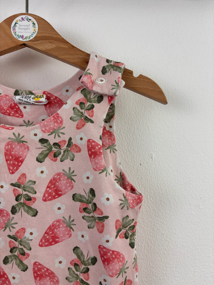 Clay Bear Pink Strawberry Print Dungarees 12-18 Months
