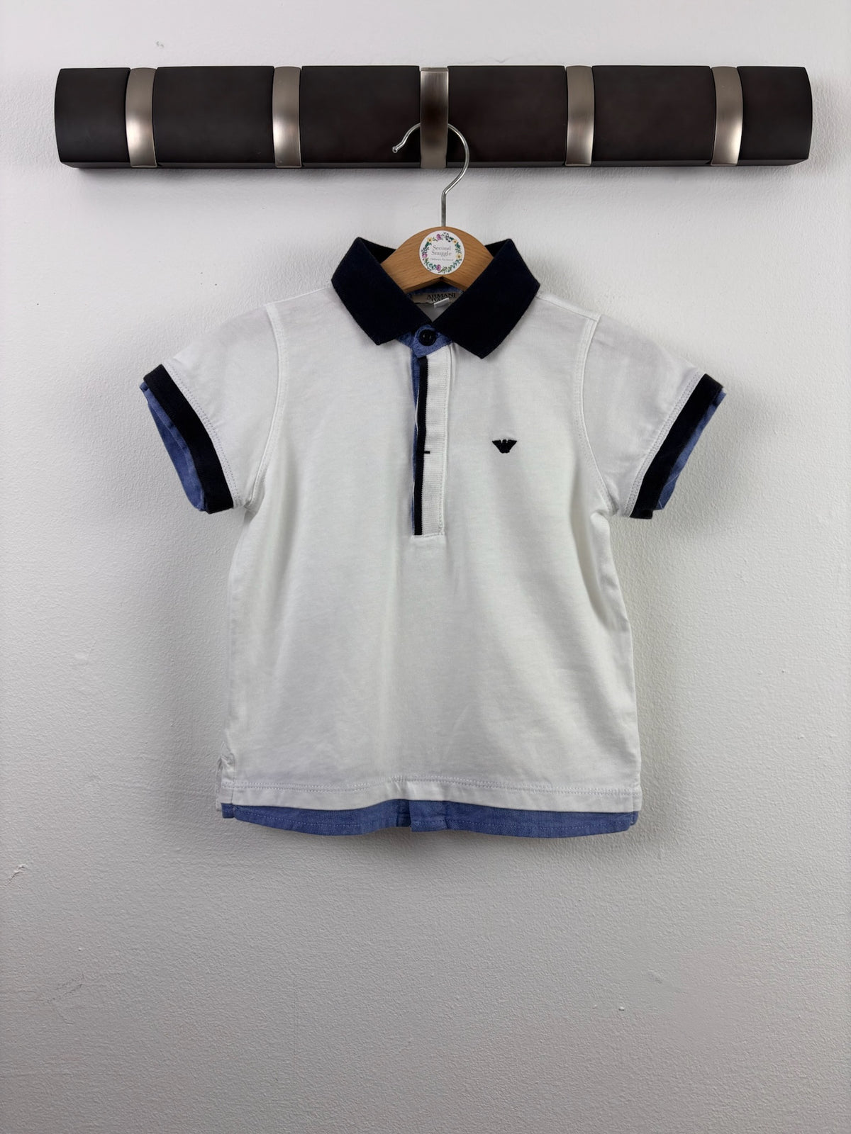 Armani Baby White Navy Polo Shirt 18 Months-Tops-Second Snuggle Preloved