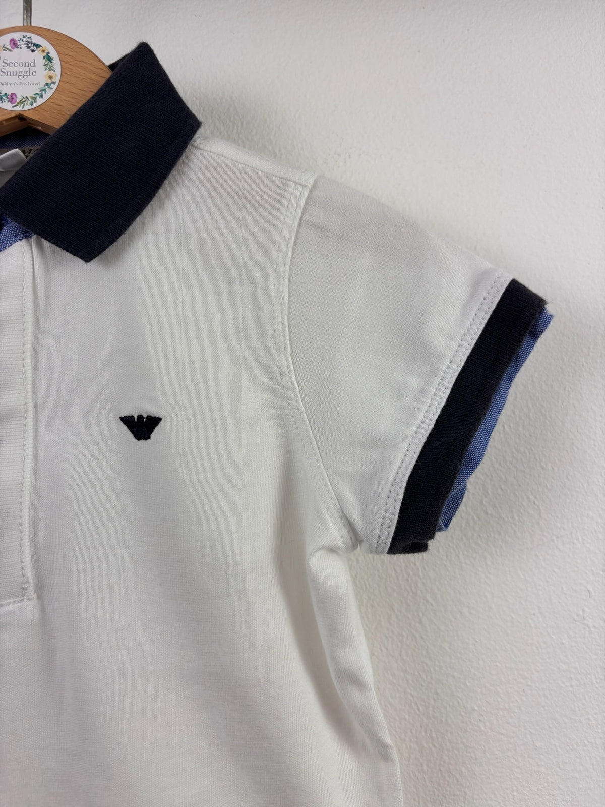 Armani Baby White Navy Polo Shirt 18 Months-Tops-Second Snuggle Preloved