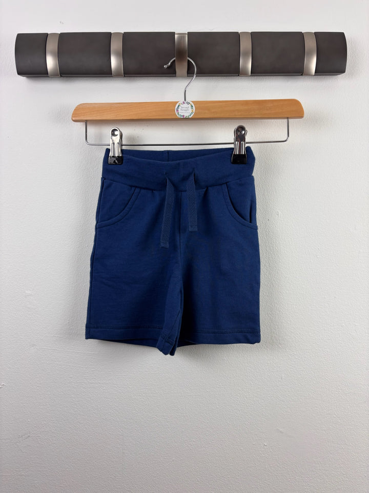 Maxomorra Navy Blue Jersey Shorts Drawstring 9-12 Months
