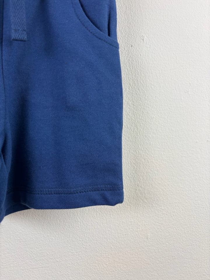 Maxomorra Navy Blue Jersey Shorts Drawstring 9-12 Months