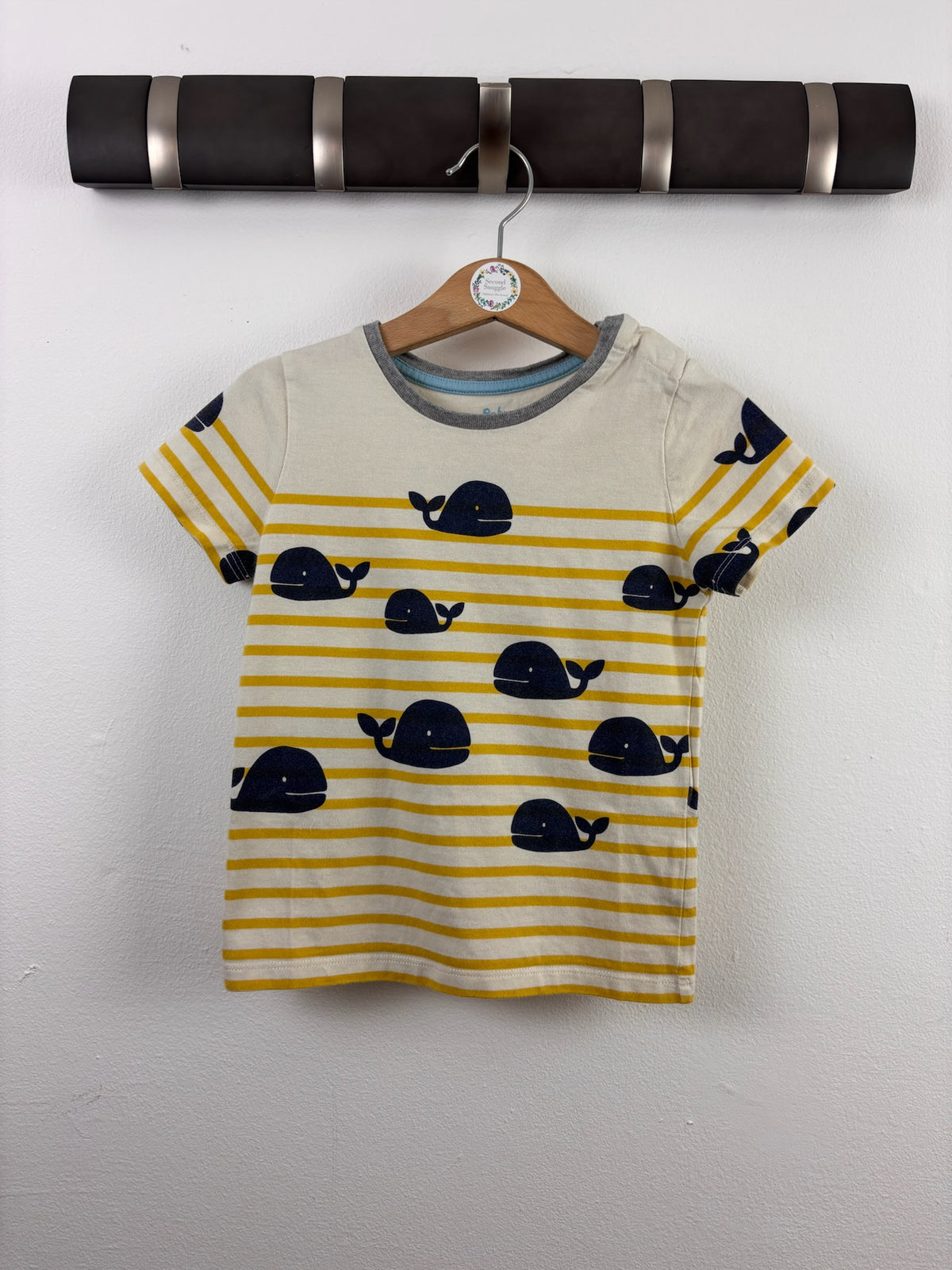 Boden Cream Yellow Whale Stripe T-Shirt 2-3 Years-Tops-Second Snuggle Preloved