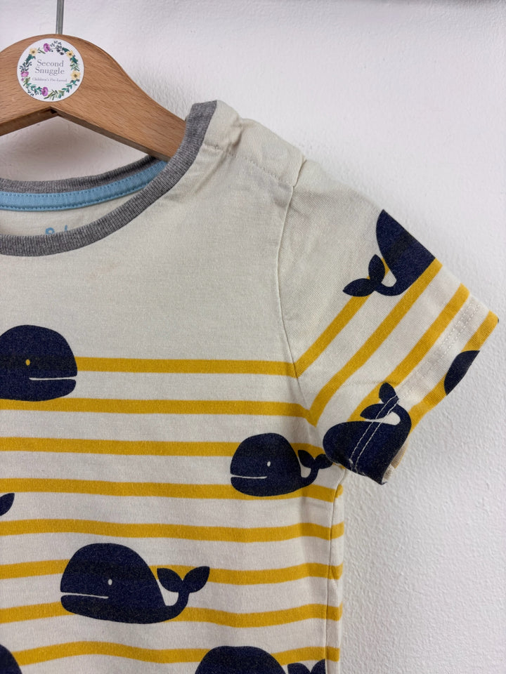 Boden Cream Yellow Whale Stripe T-Shirt 2-3 Years