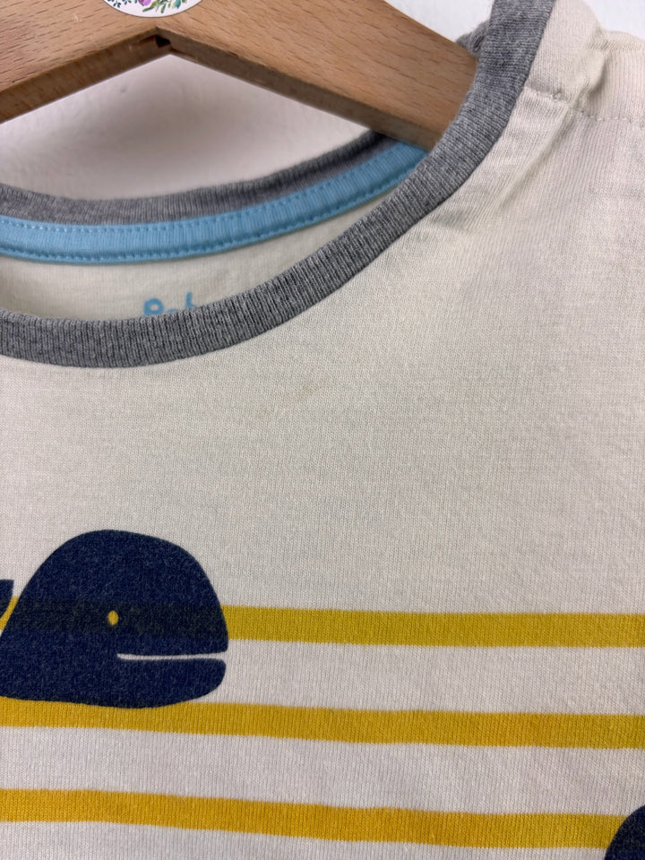 Boden Cream Yellow Whale Stripe T-Shirt 2-3 Years