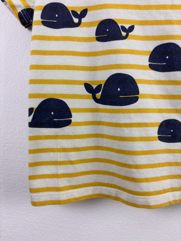 Boden Cream Yellow Whale Stripe T-Shirt 2-3 Years