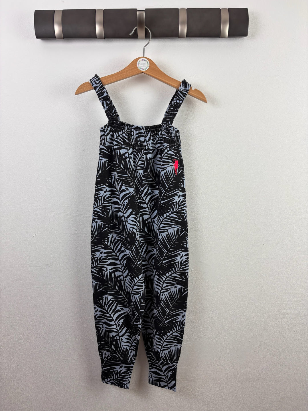 Scamp & Dude Black Palm Print Jumpsuit 12-24 Months