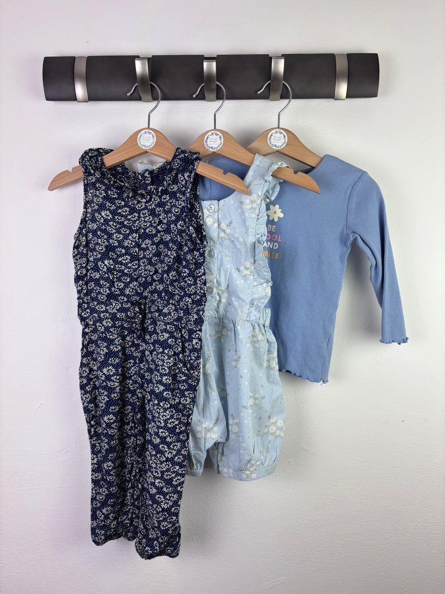 Mothercare George Blue Floral Outfit Bundle 9-12 Months-Bundle-Second Snuggle Preloved