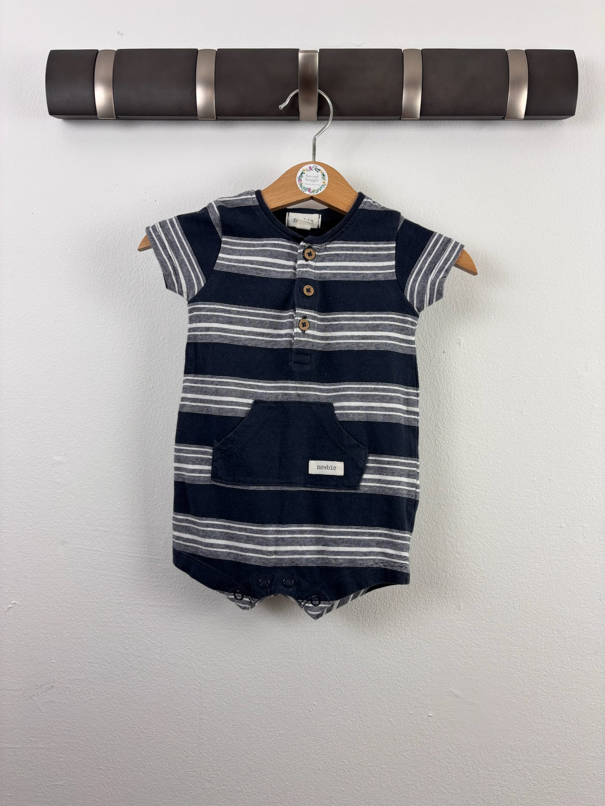 Newbie Navy Stripe Romper 2-4 Months 62cm-Rompers-Second Snuggle Preloved