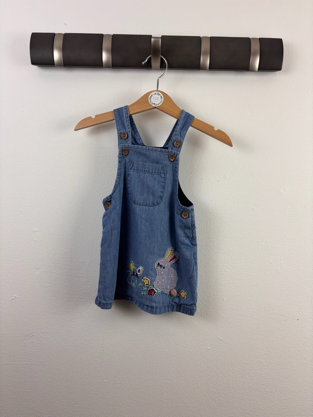 TU Blue Chambray Bunny Pinafore Dress 3-6 Months